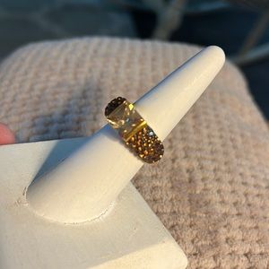 Chocolate rhinestone and topaz colored ring size 6
